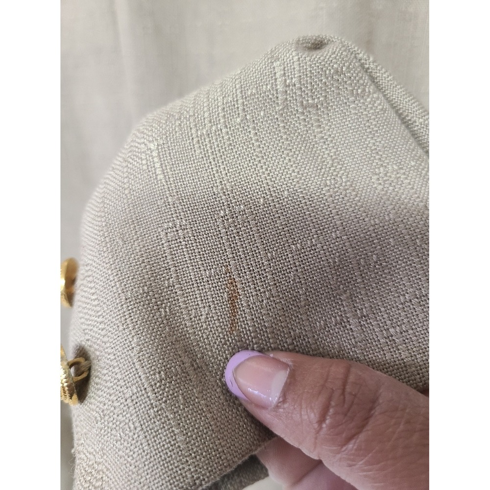 Christopher Blazer Women 14 Tan Good Textured Gold Button Collarless Vintage USA - Picture 8 of 11